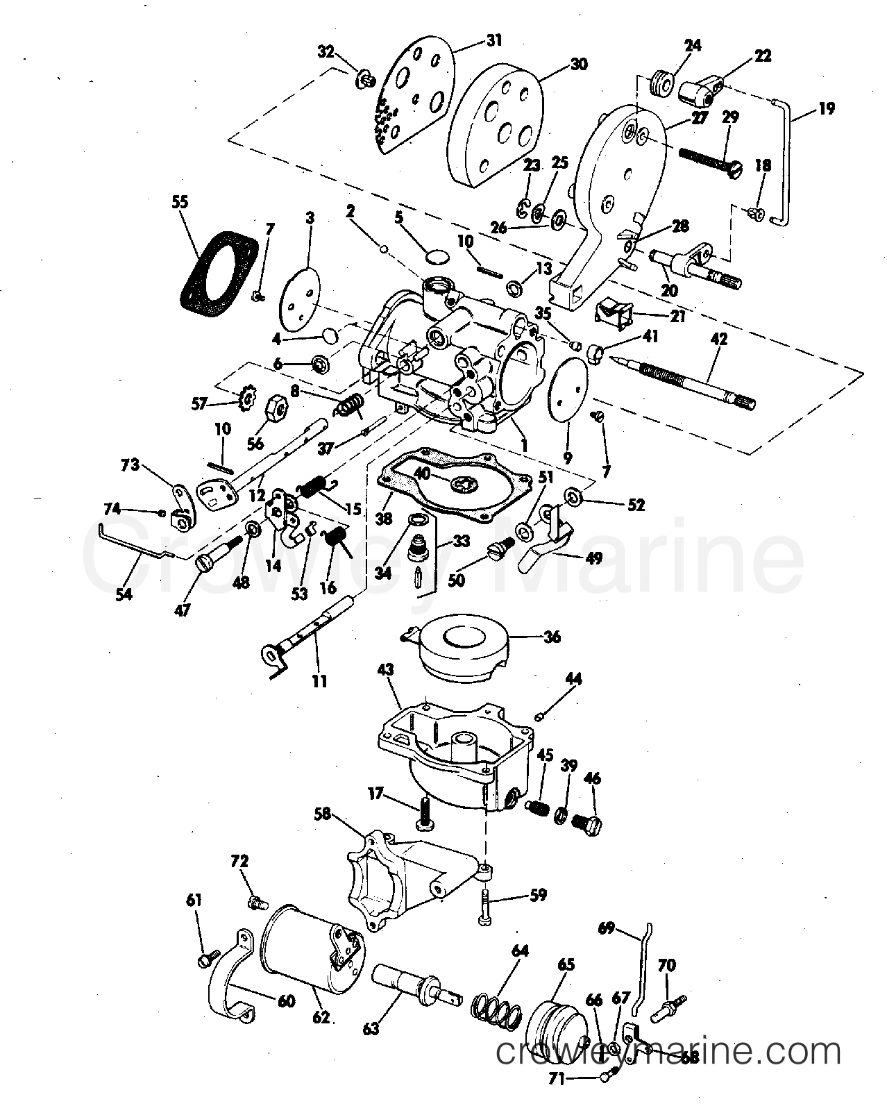 1973 Outboard 25 - 25RL73A - CARBURETOR