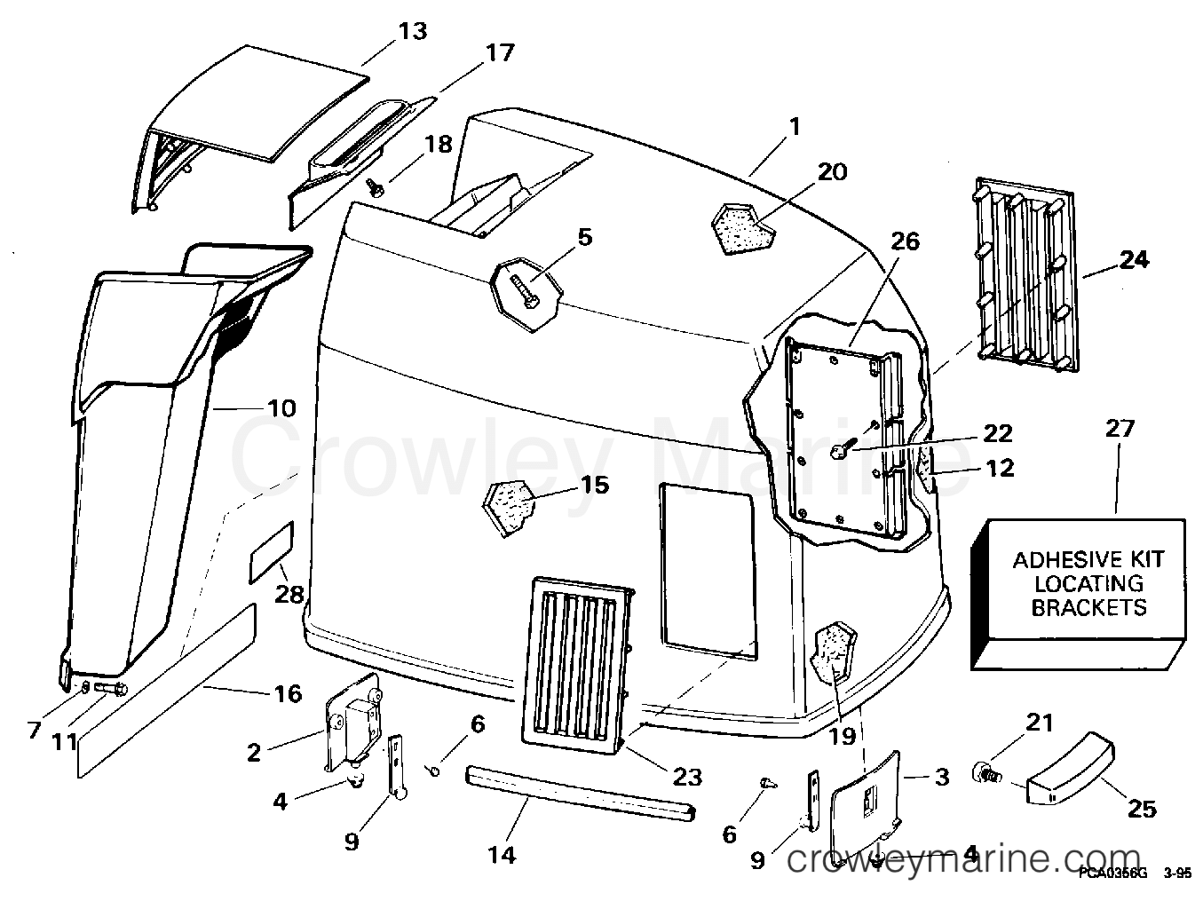 1995 Outboard 250 - E250TXEOR - ENGINE COVER - JOHNSON