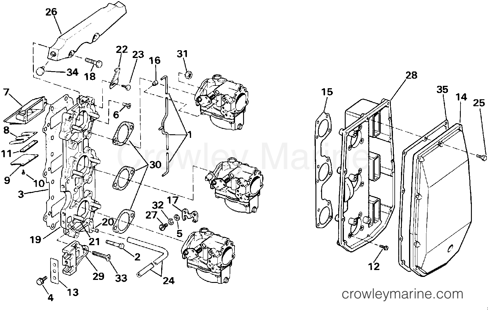 1991 Outboard 60 - J60TLEIB - INTAKE MANIFOLD