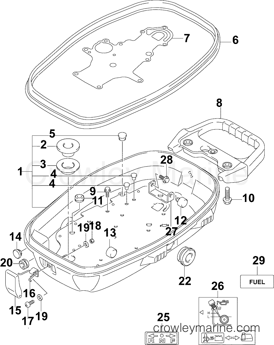 2005 Outboard 6 - J6RL4SOS - LOWER ENGINE COVER