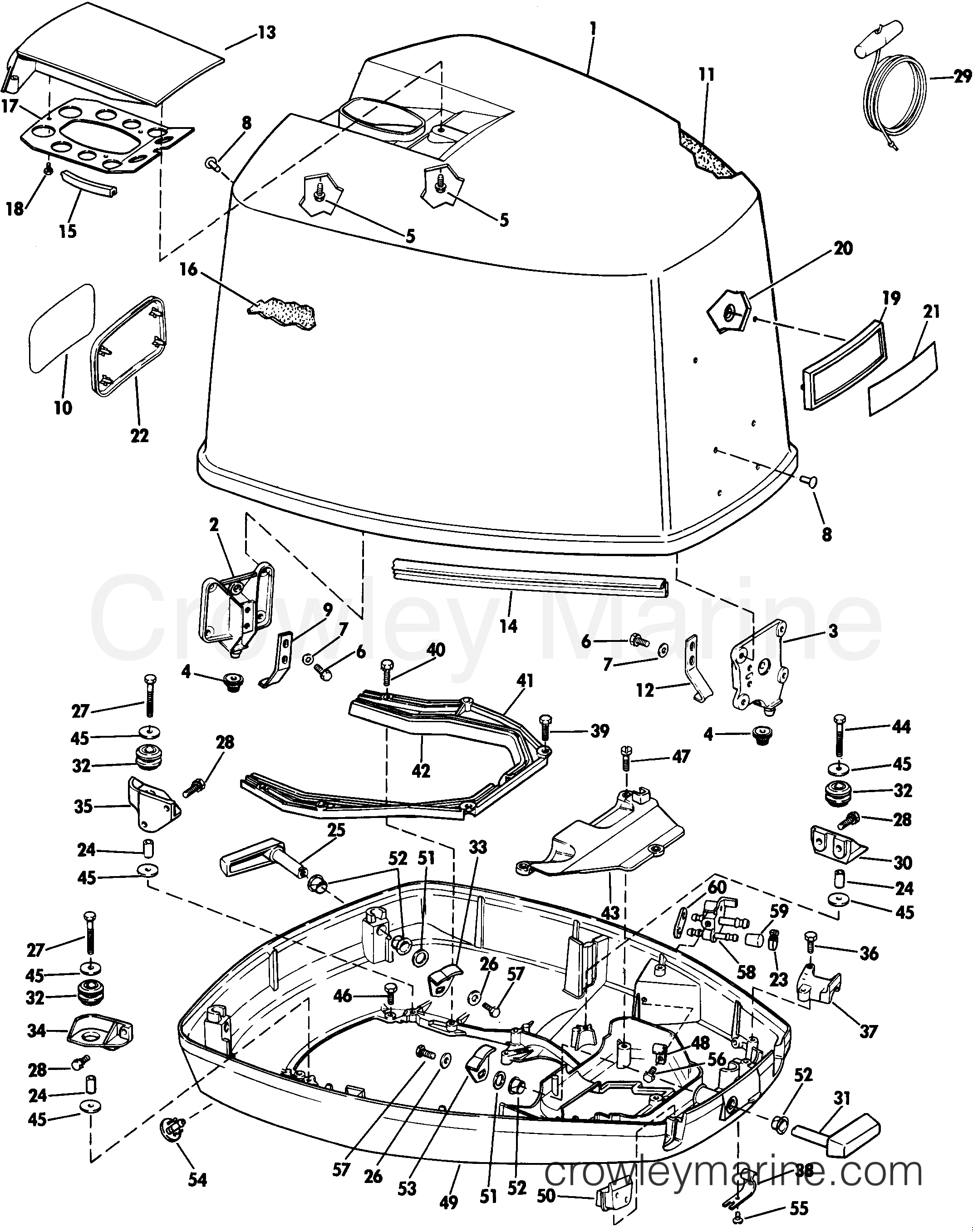 1985 Outboard 235 - J235TXCOR - ENGINE COVER - JOHNSON