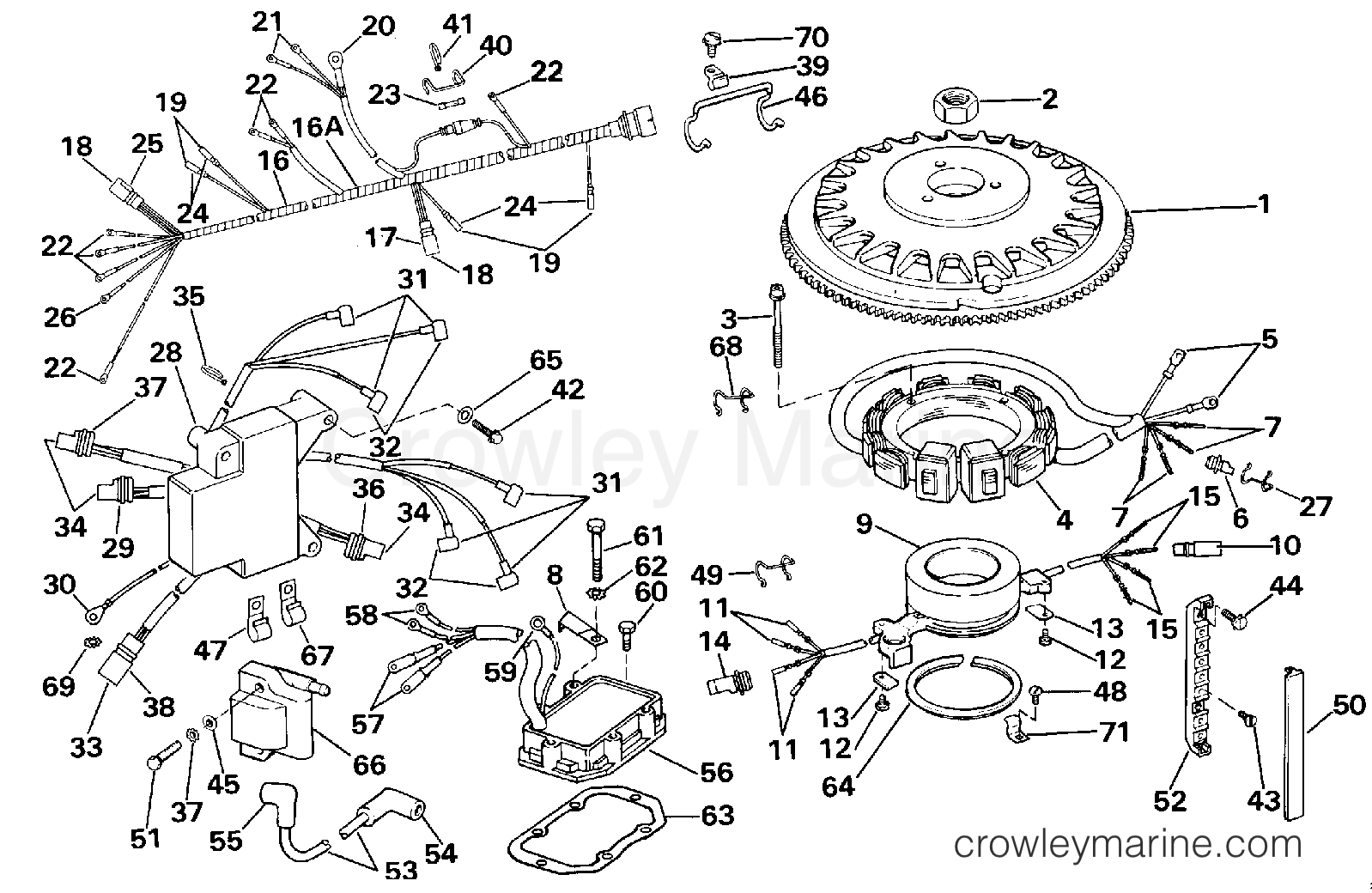 1990 Outboard 155 - E155WTLESM - IGNITION SYSTEM - 35 AMP