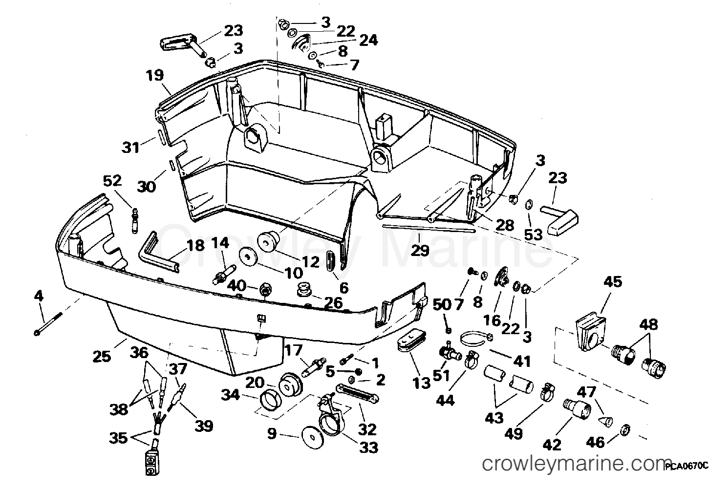1996 Outboard 250 - BJ250TXEDA - LOWER ENGINE COVER