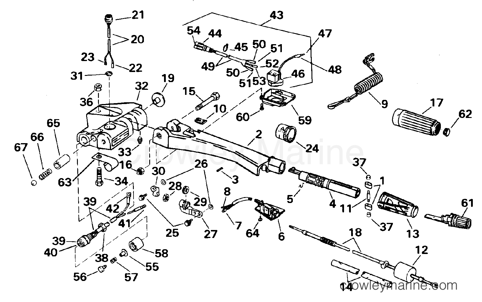 1995 Outboard 85 - J85TTLEOR - STEERING HANDLE