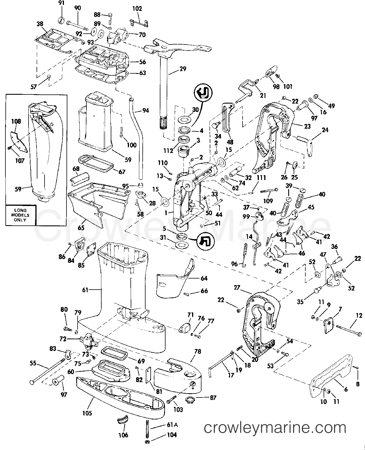 1984 Outboard 55 - J55RWLCRD - MIDSECTION