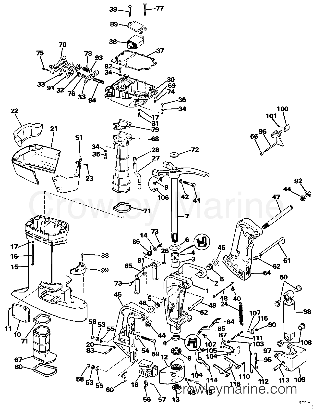 1987 Outboard 88 - J88MSLCUS - MIDSECTION