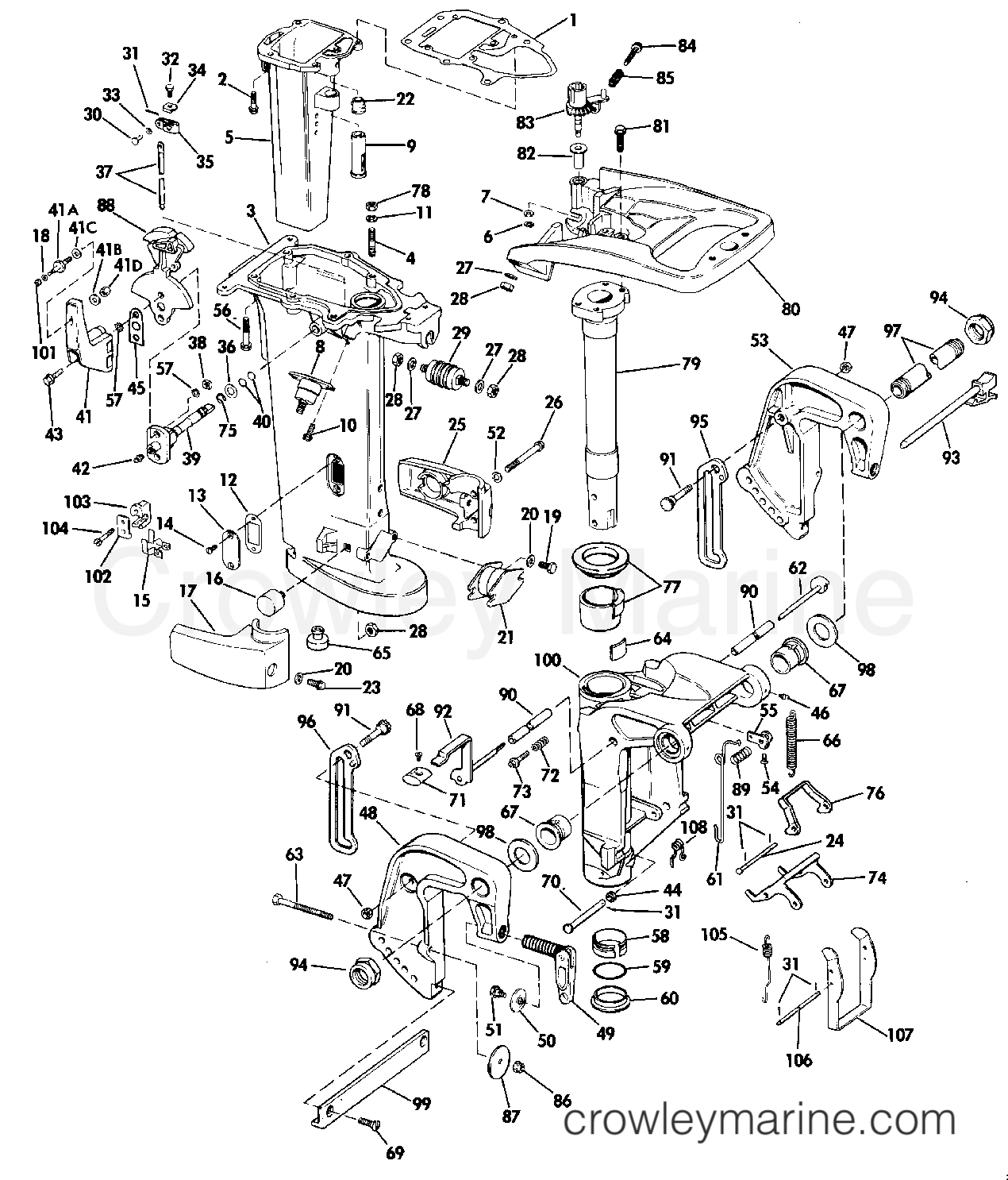 1984 Outboard 25 - E25TECRD - MIDSECTION - ELECTRIC START ONLY