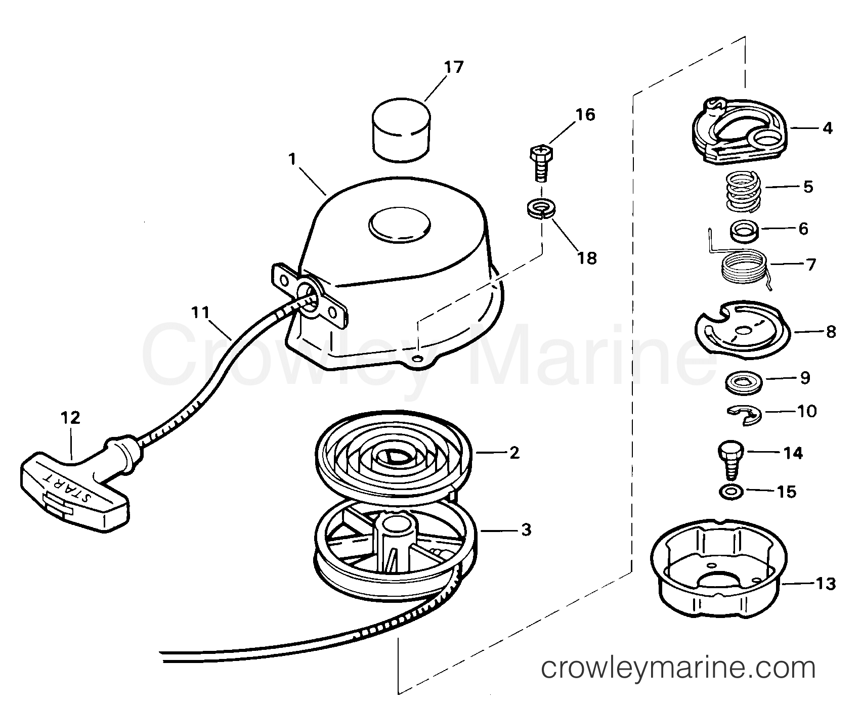 2000 Outboard 3 - J3WRSSC - RECOIL STARTER ASSEMBLY