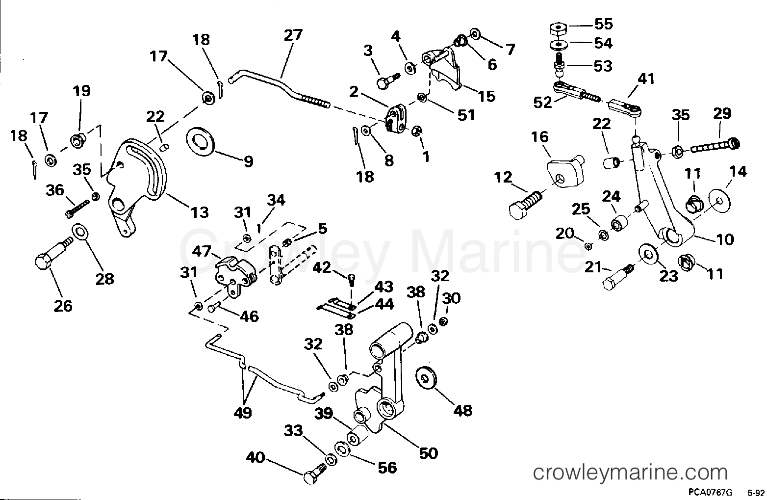 SHIFT & THROTTLE LINKAGE 1995 Evinrude Outboards 45 E45RCEOD