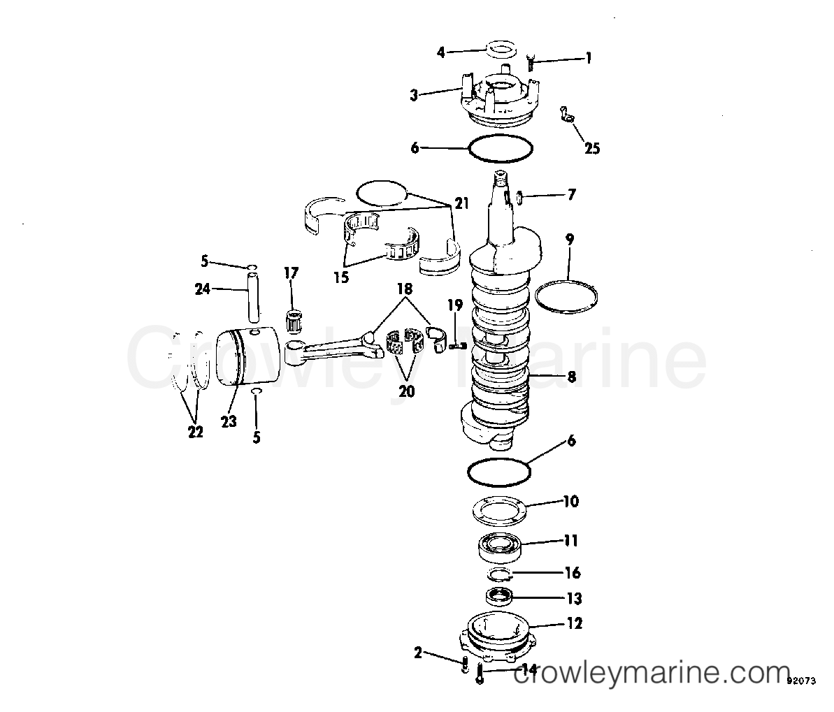 1982 Outboard 175 - E175TRLCNB - CRANKSHAFT & PISTON