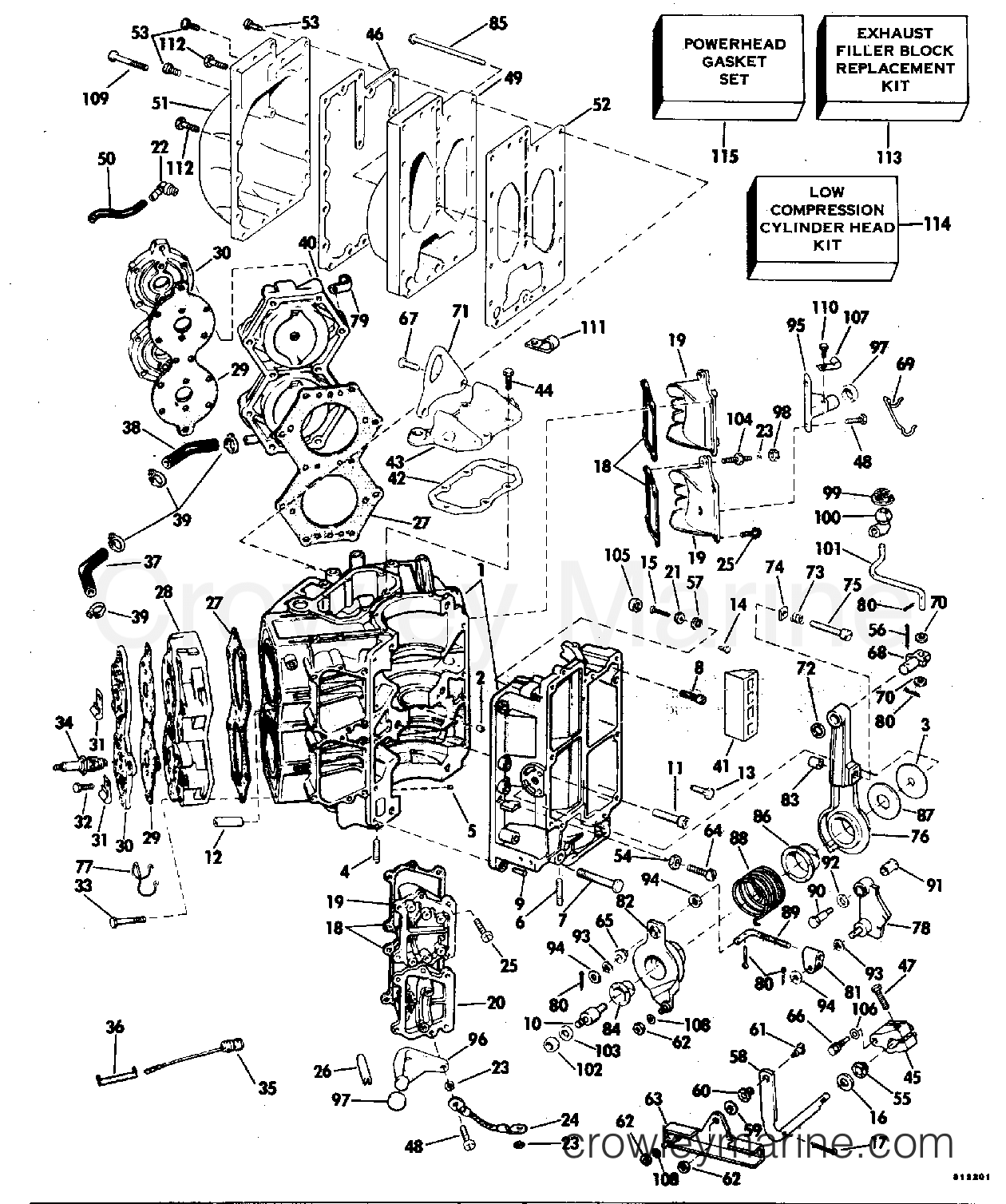 1981 Evinrude Outboards 140 - E140MLCIH CYLINDER & CRANKCASE section