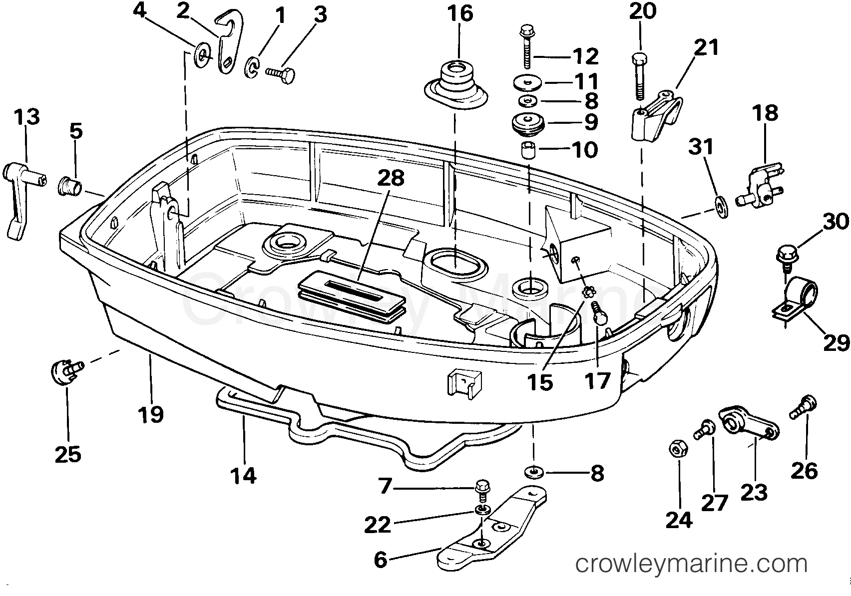 1985 Outboard 25 - E25ECOC - LOWER ENGINE COVER