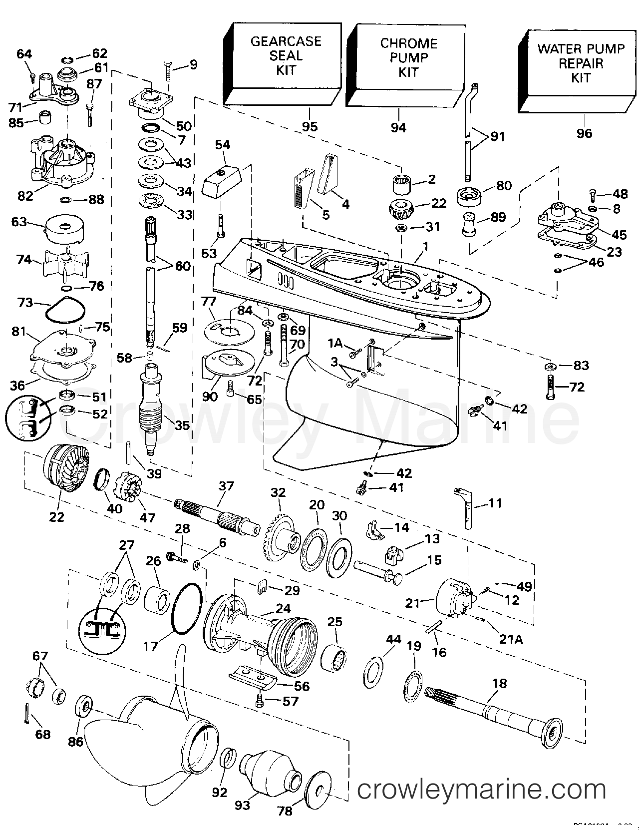 1994 Outboard 250 - E250TXERC - GEARCASE - COUNTER ROTATION