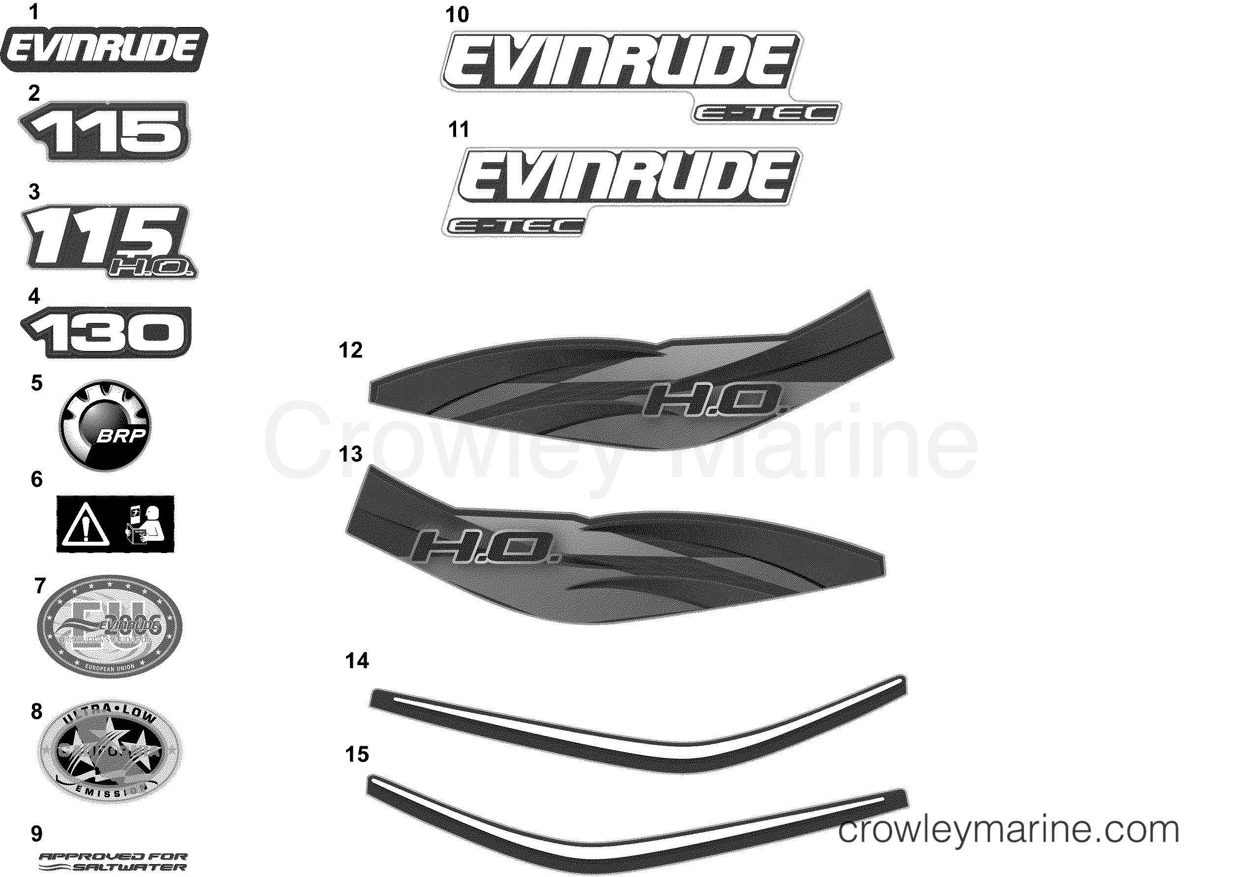 AB Outboard 130 - E130DPLABA - DECALS - BLUE