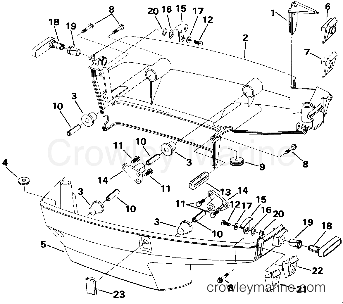 1991 Outboard 40 - J40TLEIA - LOWER ENGINE COVER