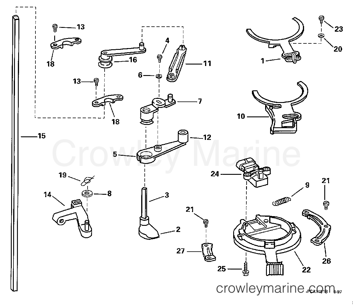 1998 Outboard 80 - J115JTLECS - THROTTLE LINKAGE