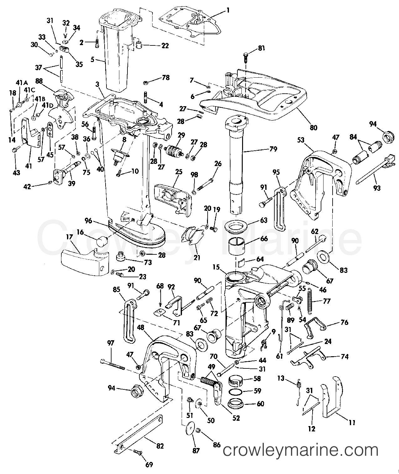 1986 Outboard 20 - J20TECDC - MIDSECTION - ELECTRIC START ONLY