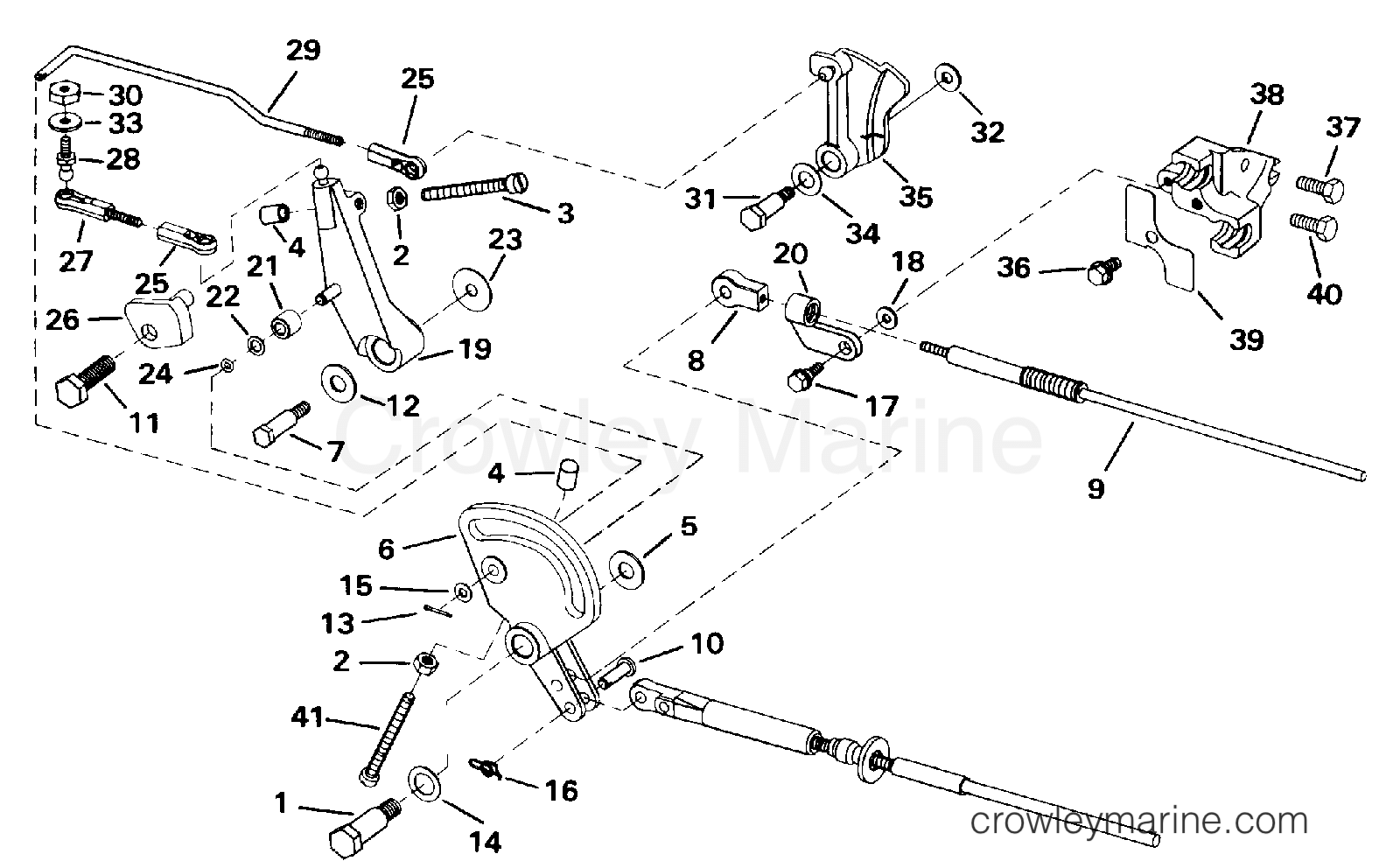SHIFT & THROTTLE LINKAGE 1993 Outboard 40 VE40EETB Crowley Marine