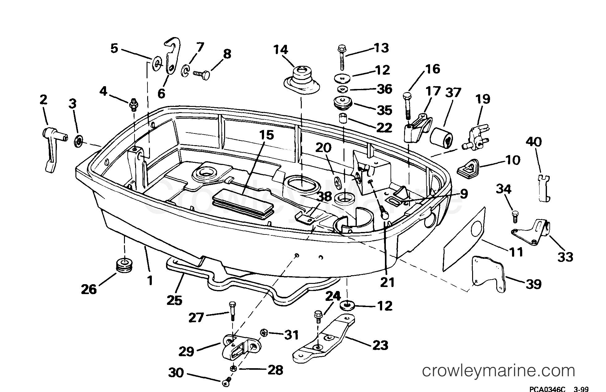 1999 Outboard 30 - J30EEEC - LOWER ENGINE COVER