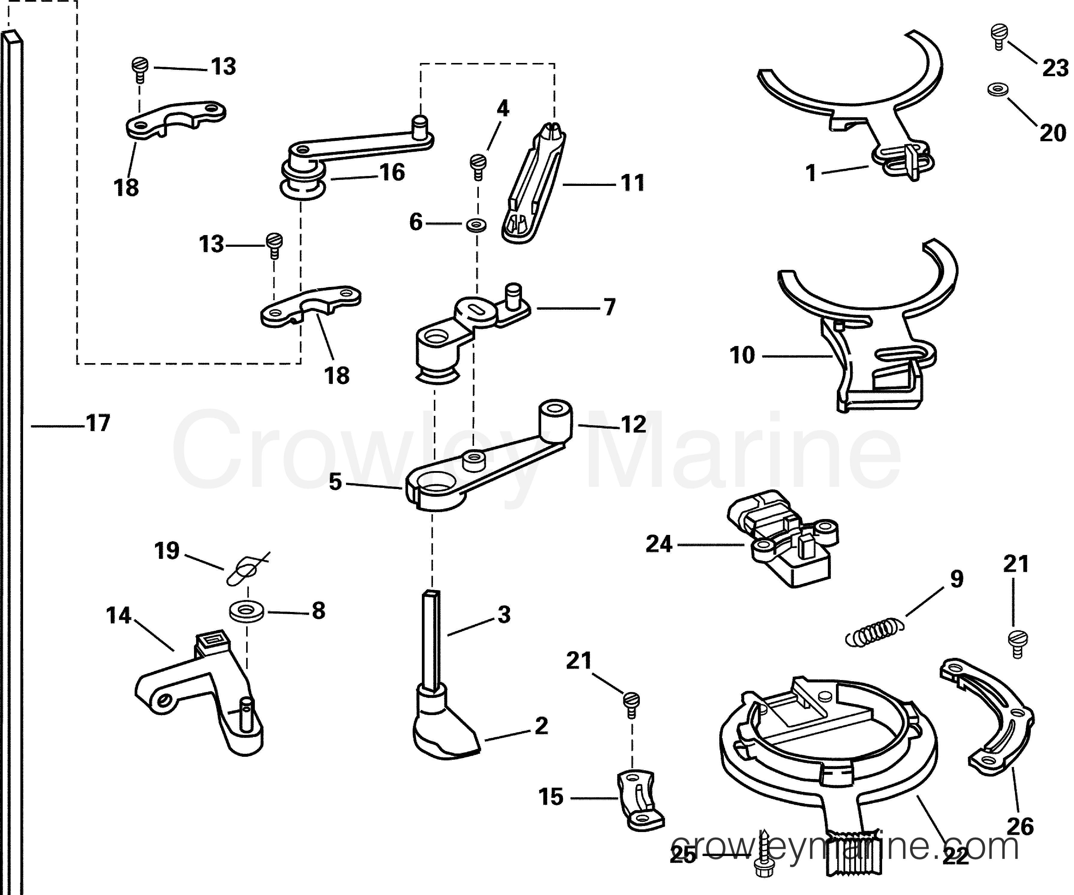 THROTTLE LINKAGE 2001 Johnson Outboards 150 J150VLSIF Crowley Marine