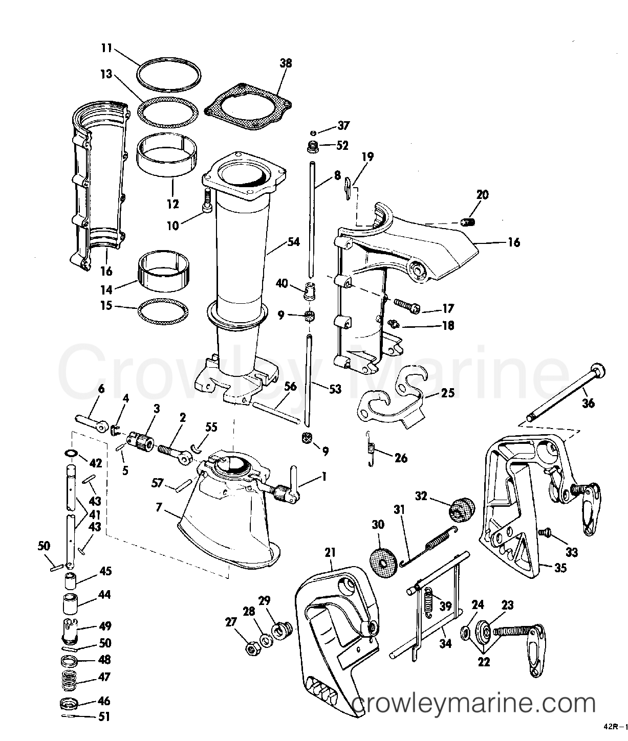 1968 Outboard 3 - JWL-23A - LOWER UNIT GROUP-FOLDING MODELS