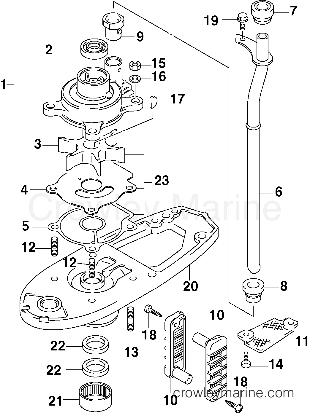 2003 Outboard 40 - J40PL4STC - WATER PUMP