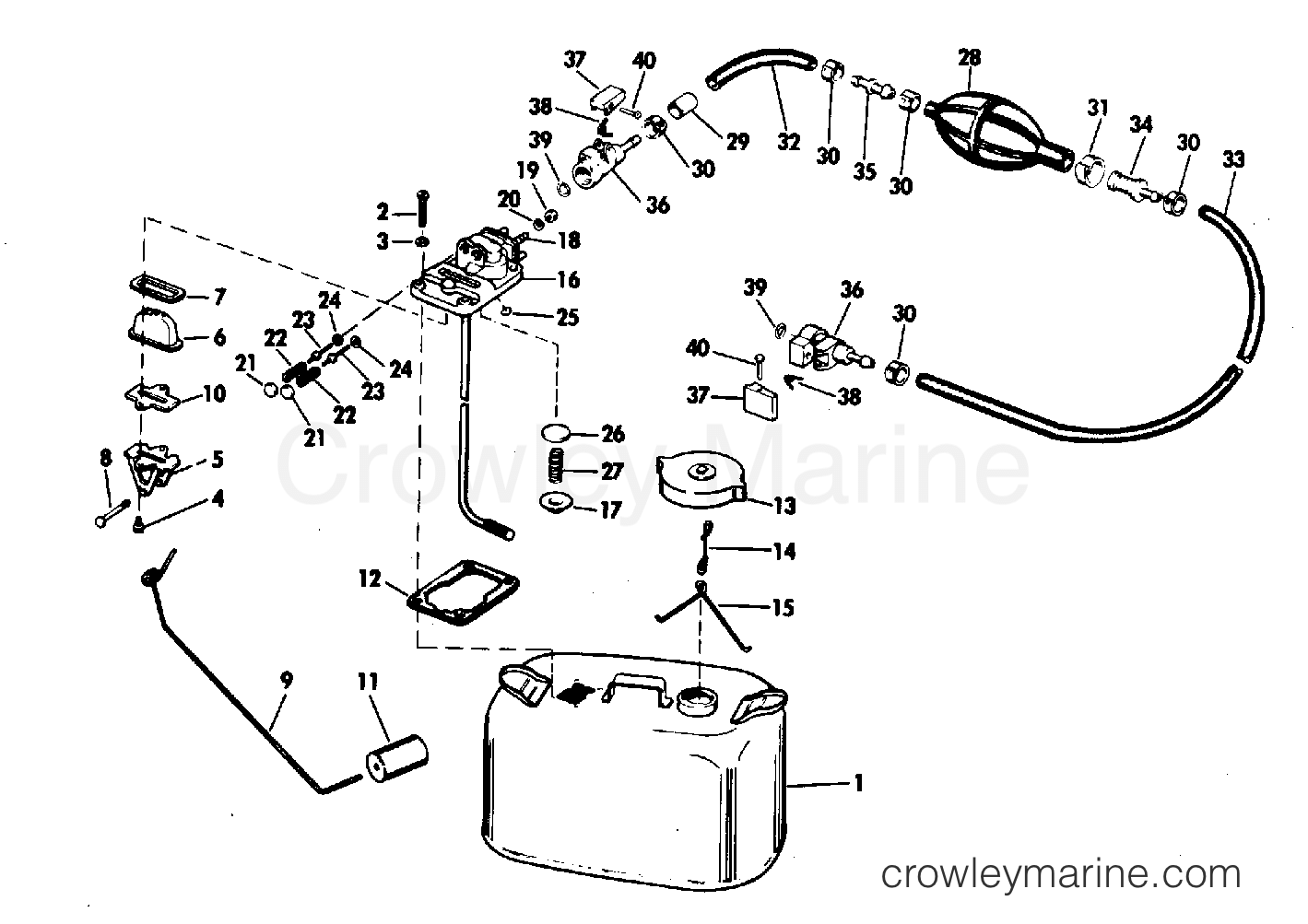 1968 Johnson Outboards 55 - TR-10S FUEL TANK GROUP section