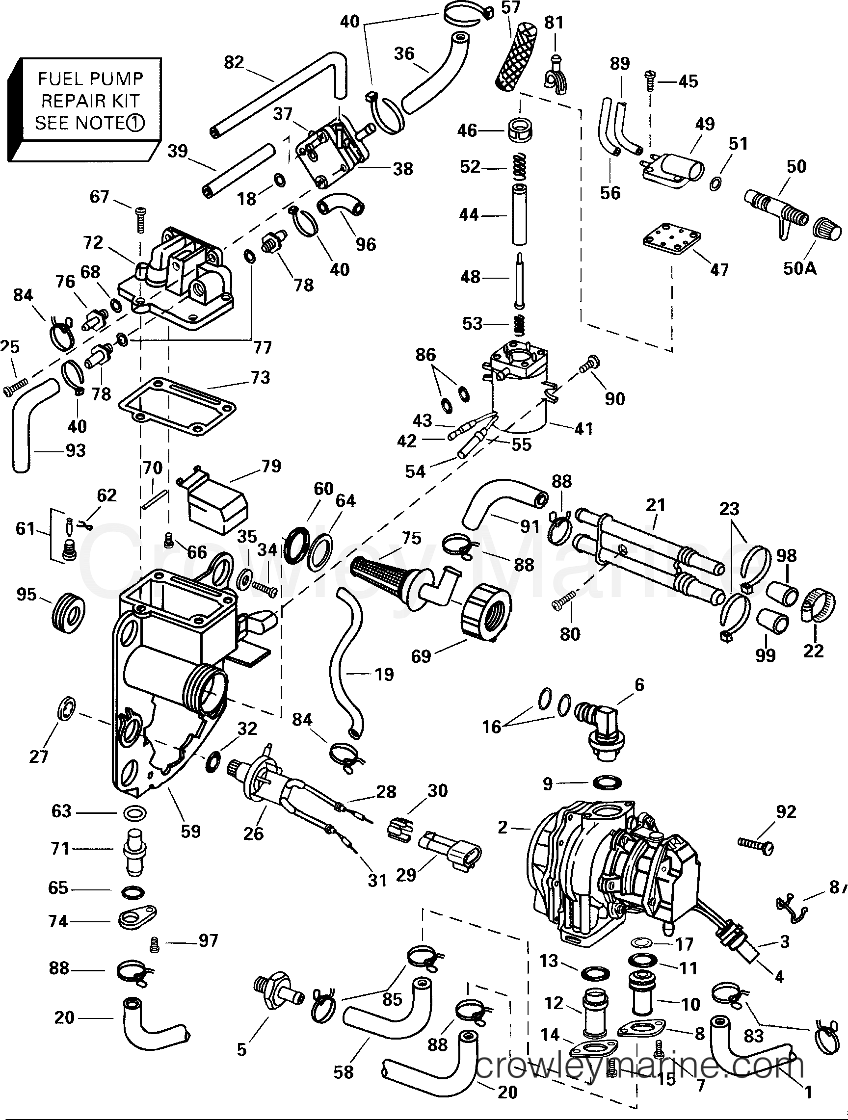 2000 Outboard 150 - J150SPLSSC - FUEL BRACKET & COMPONENTS