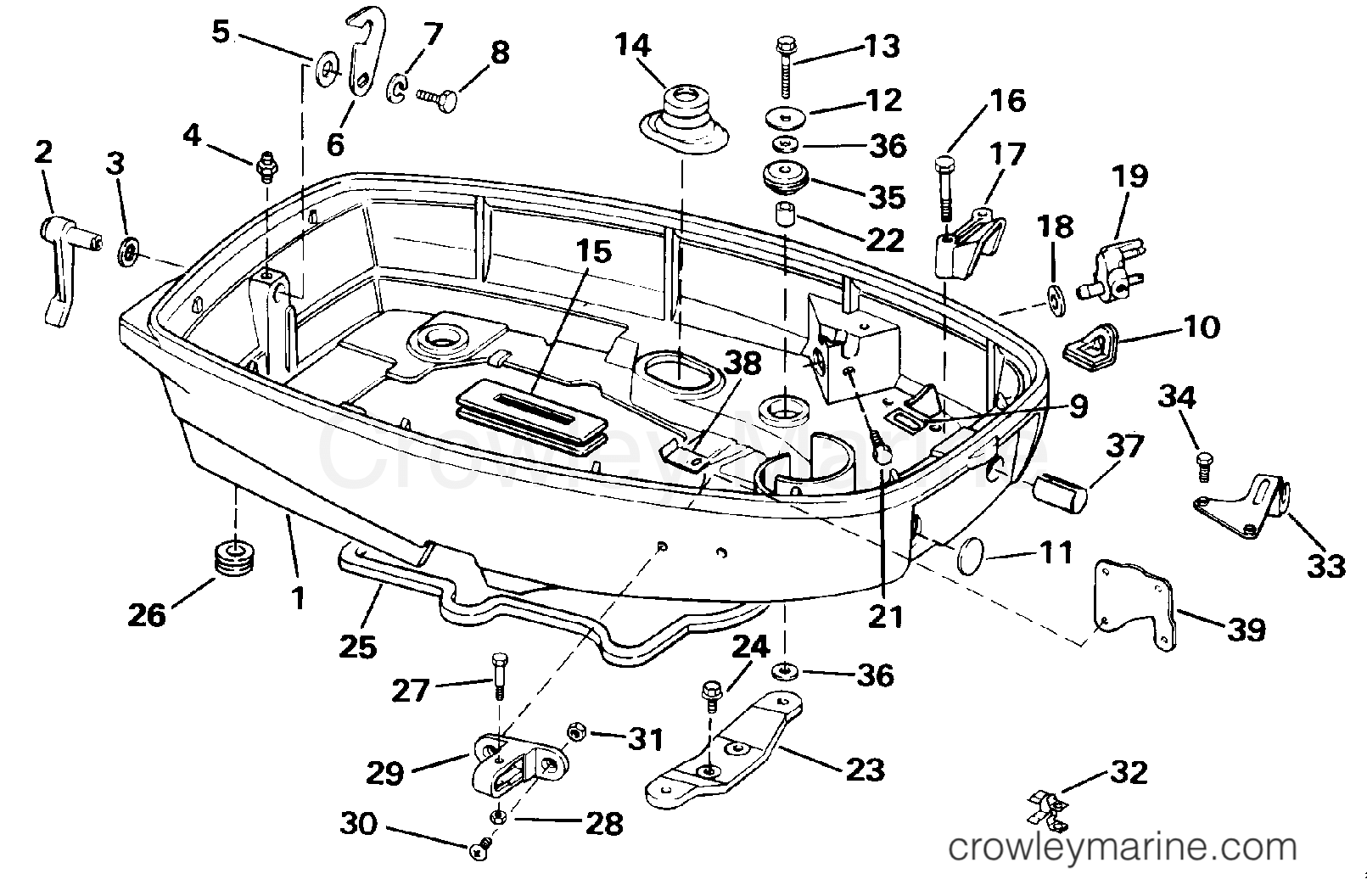 1992 Outboard 20 - J20EEND - LOWER ENGINE COVER