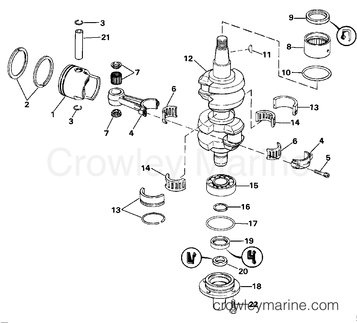 1992 Outboard 50 - E50RNLIB - CRANKSHAFT & PISTON