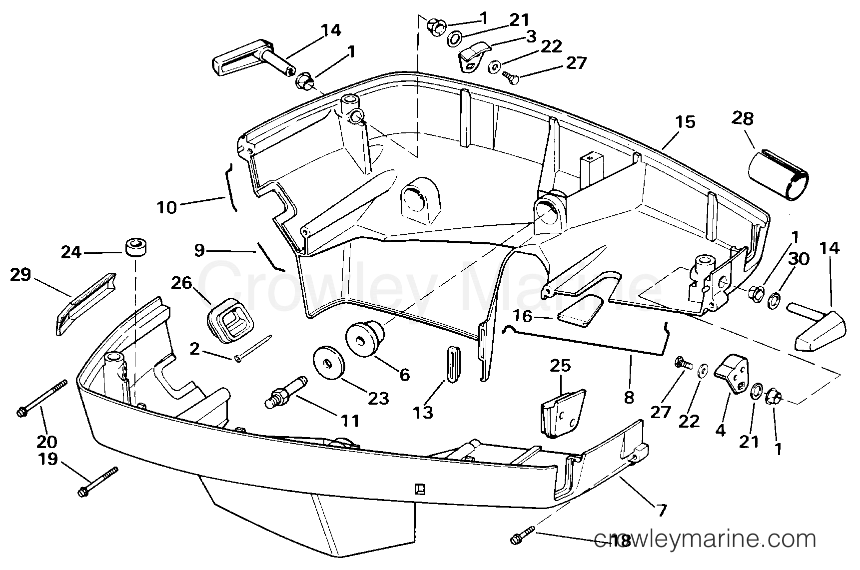2000 Outboard 130 - J130VXSSS - LOWER ENGINE COVER