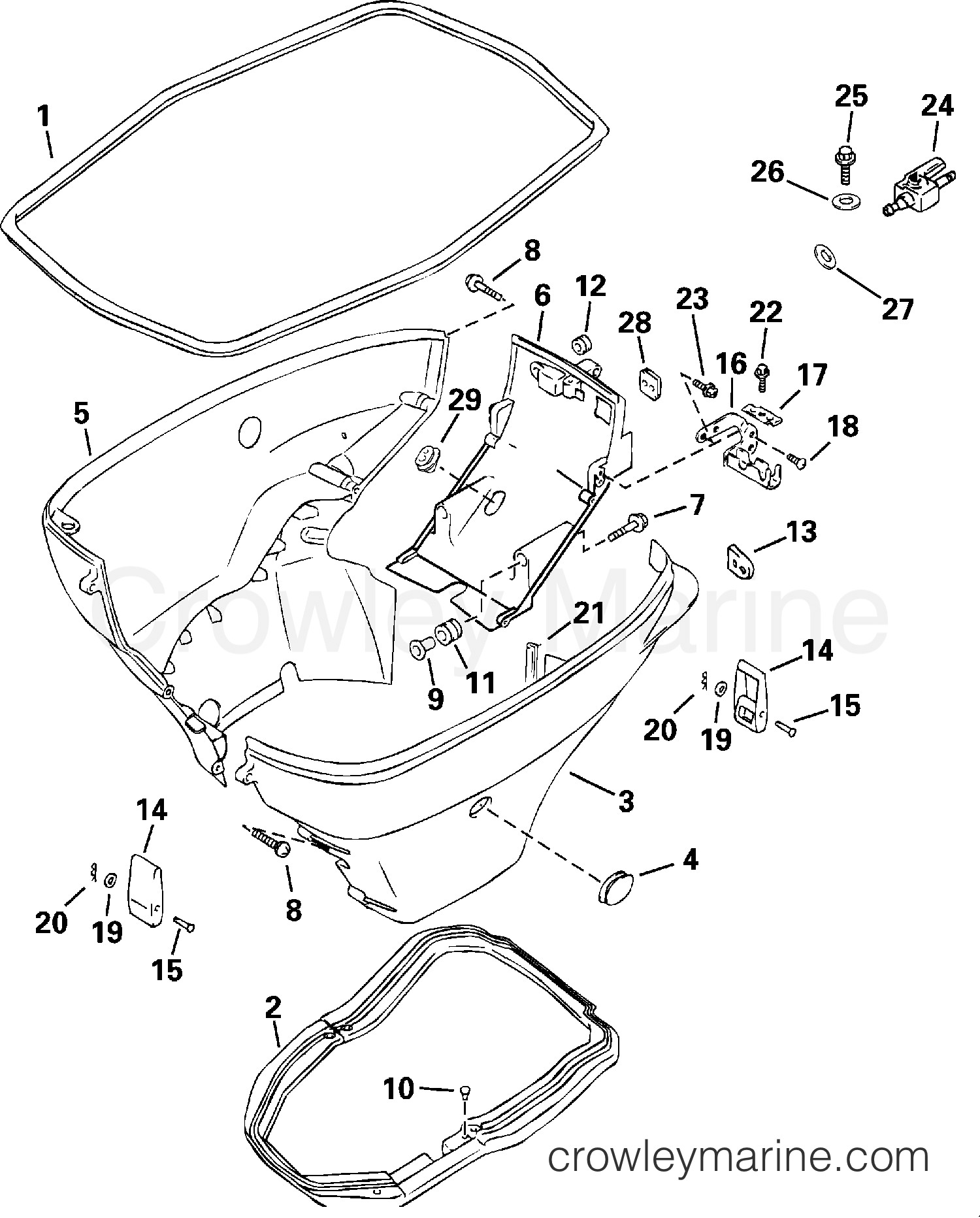 2000 Outboard 70 - E70 - LOWER ENGINE COVER