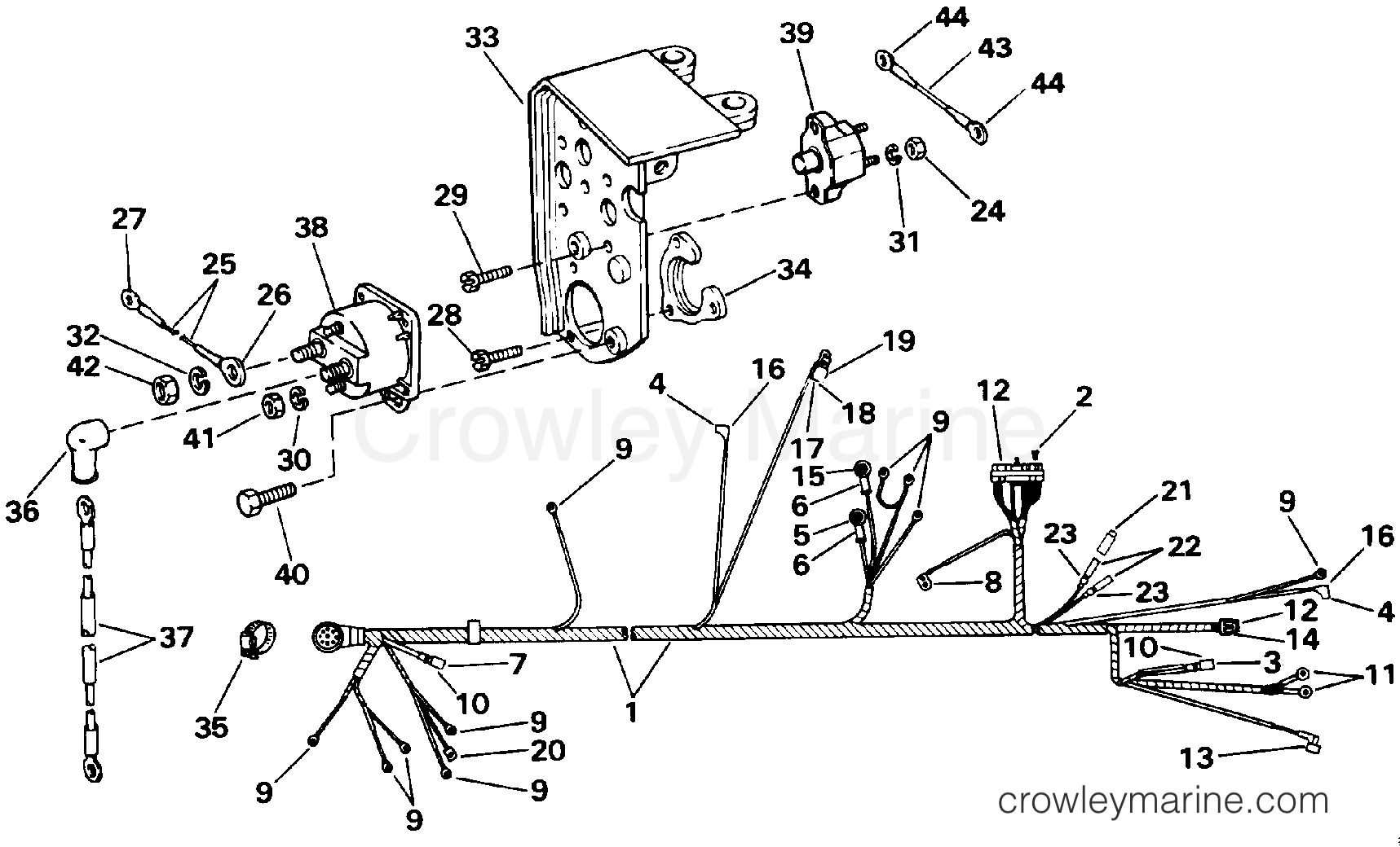 1992 Stern Drive 7.4 - 744DPPAMH - ENGINE WIRE HARNESS & BRACKET