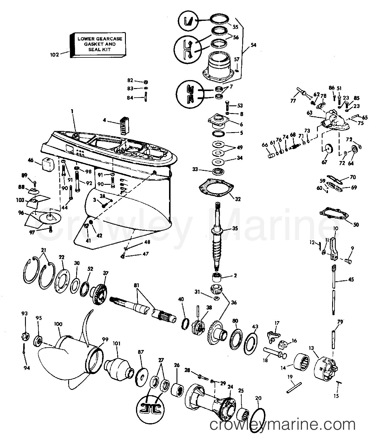 1983 Stern Drive 5 - 504SPMCCTR - LOWER GEARCASE GROUP