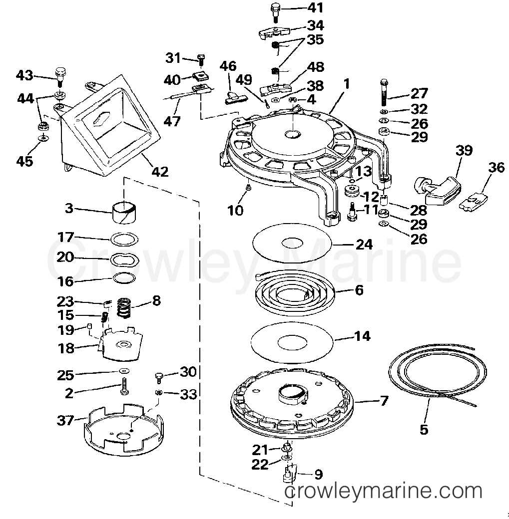 1990 Outboard 45 - J45RCLESR - REWIND STARTER
