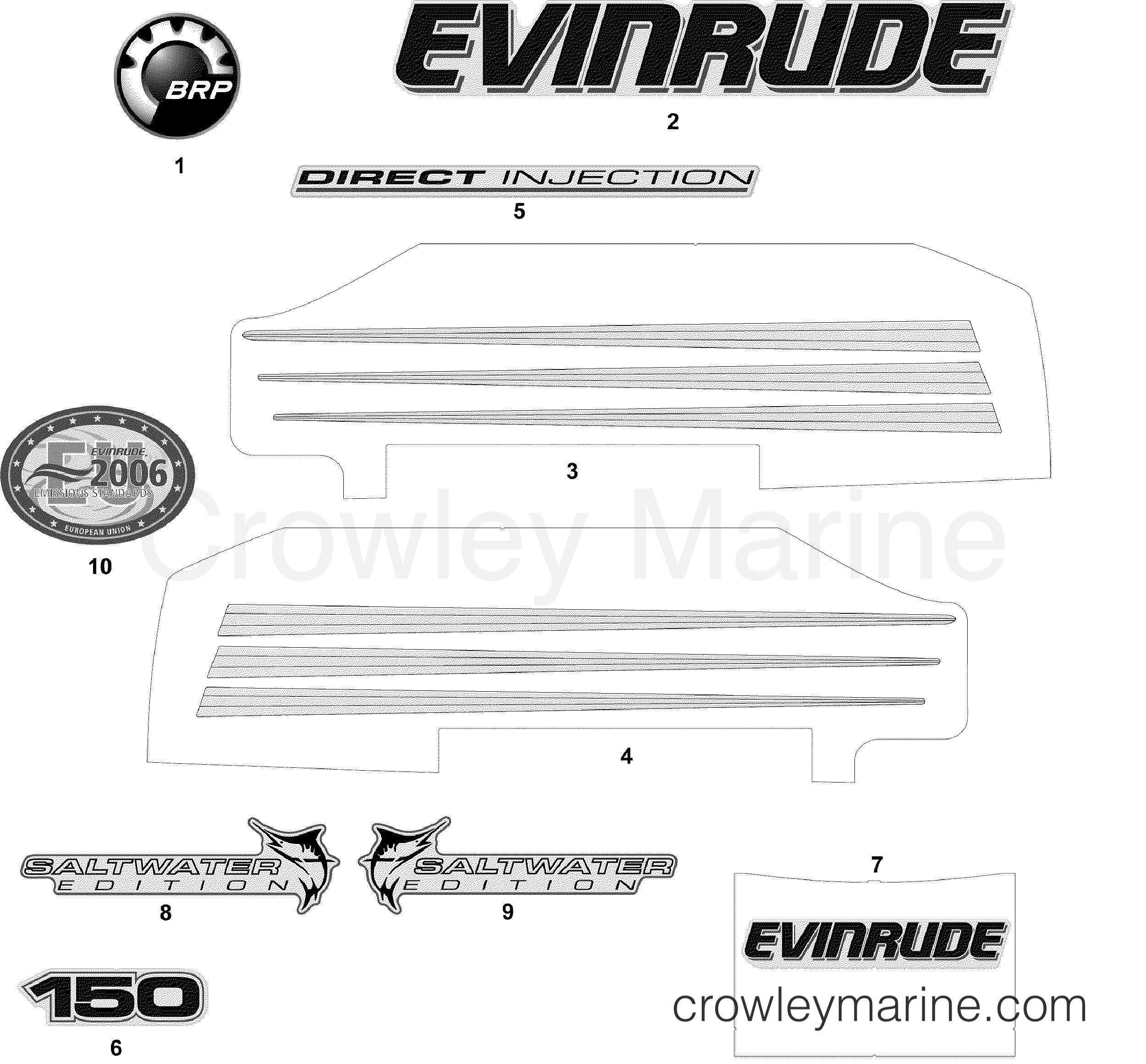 2006 Outboard 150 - E150FSLSDR - DECALS WHITE MODELS