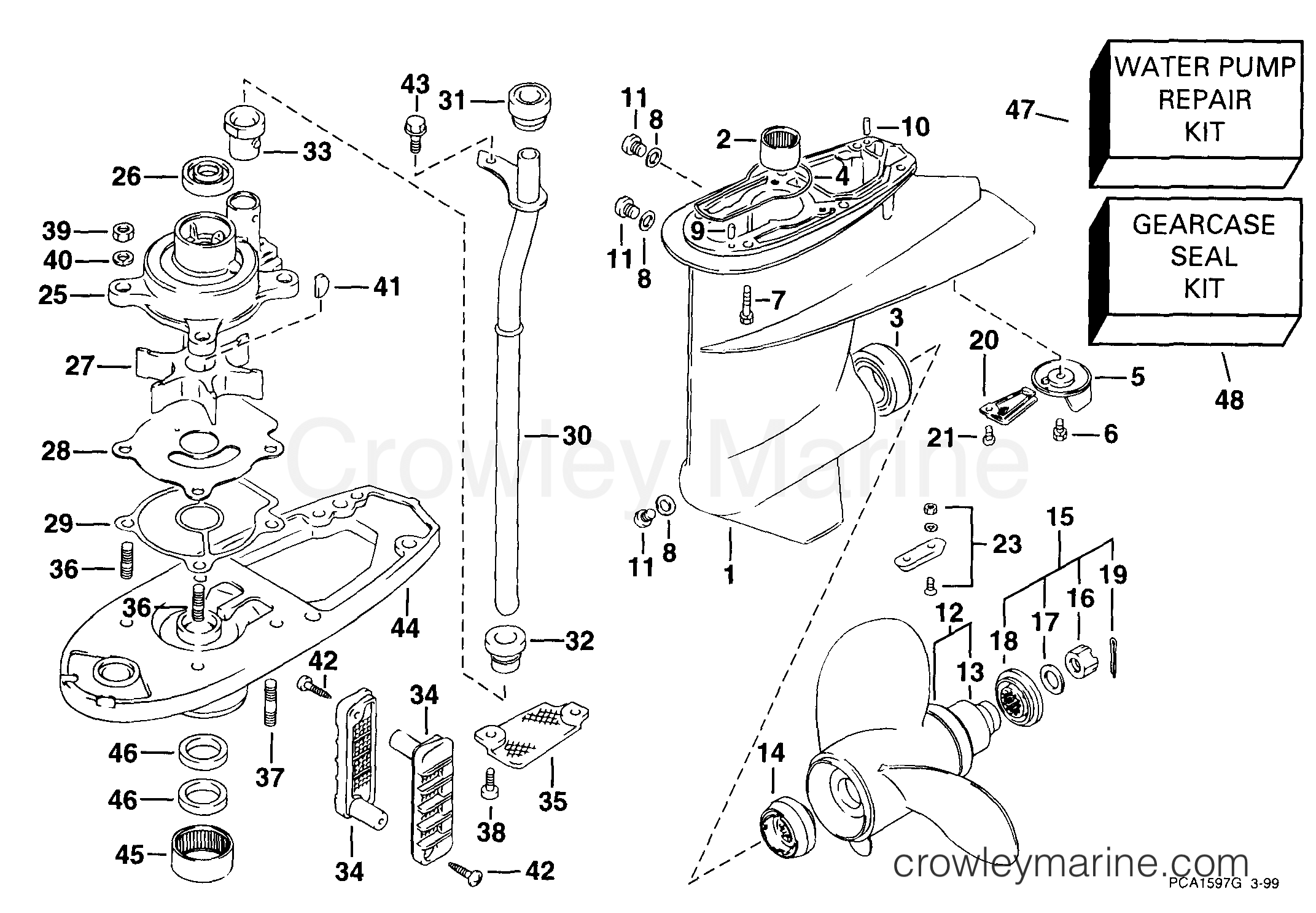 1999 Outboard 40 - E40PL4EES - GEARCASE