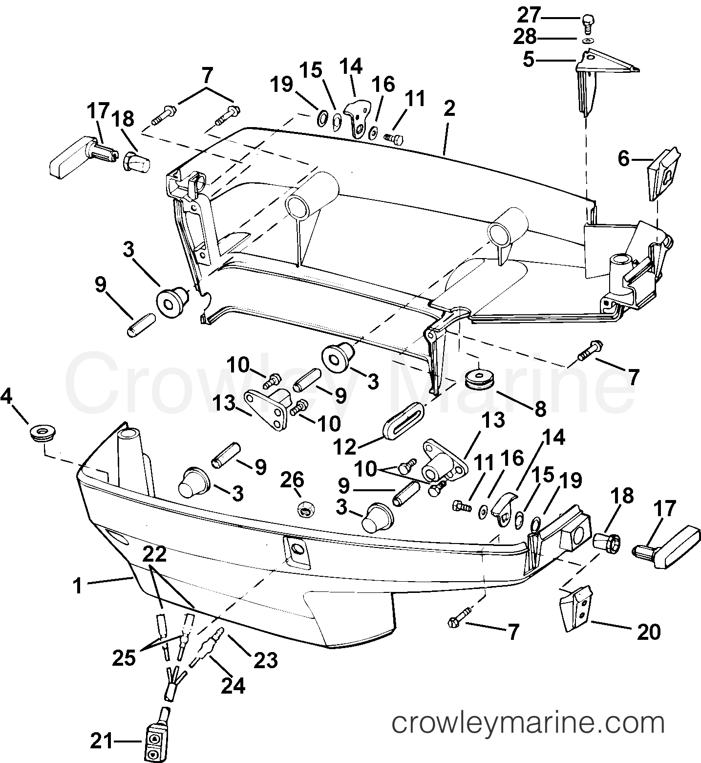 2003 Outboard 40 - J40PLSTD - LOWER ENGINE COVER