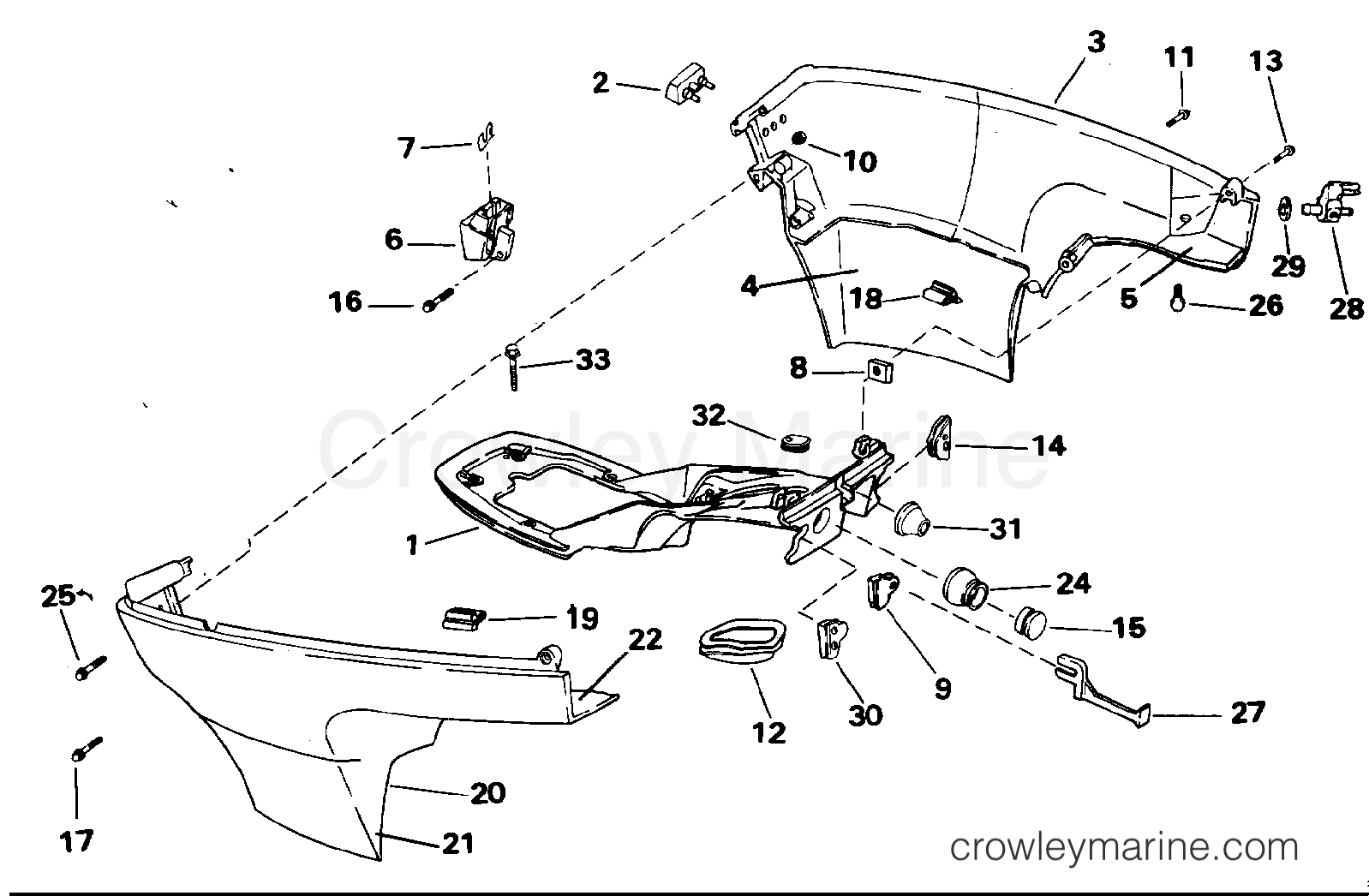 1994 Outboard 9.9 - J10RERB - LOWER ENGINE COVER