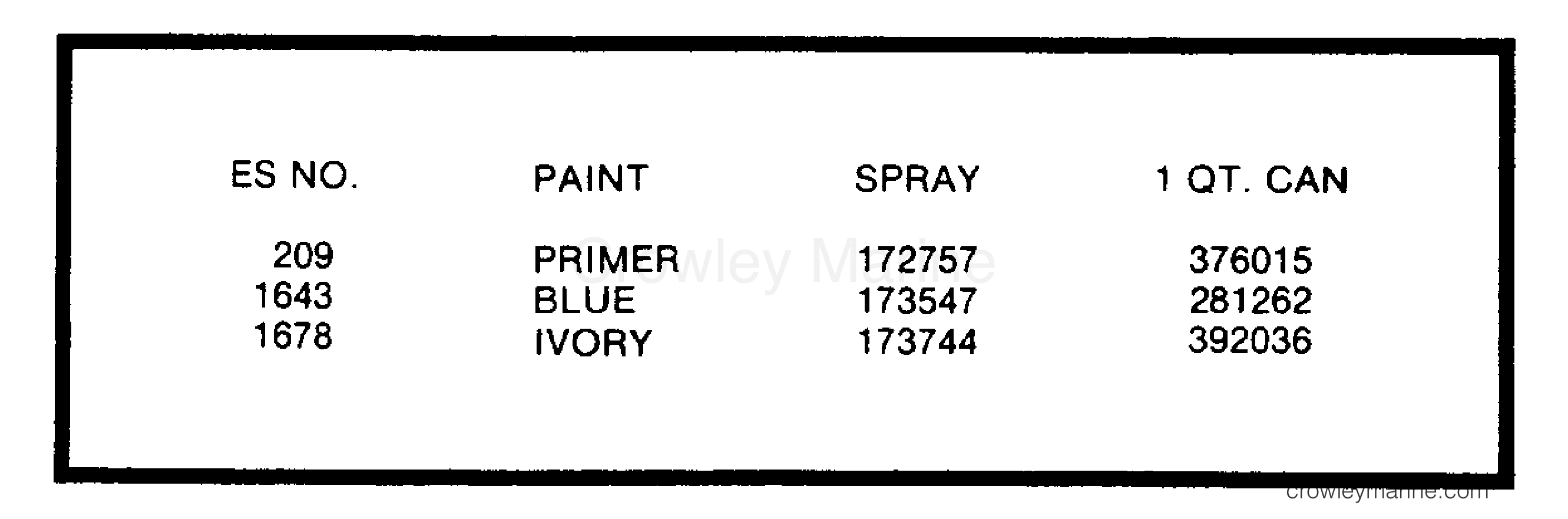 PAINT CHART 1982 Electric Trolling Motor 12 Volt E28D Crowley Marine