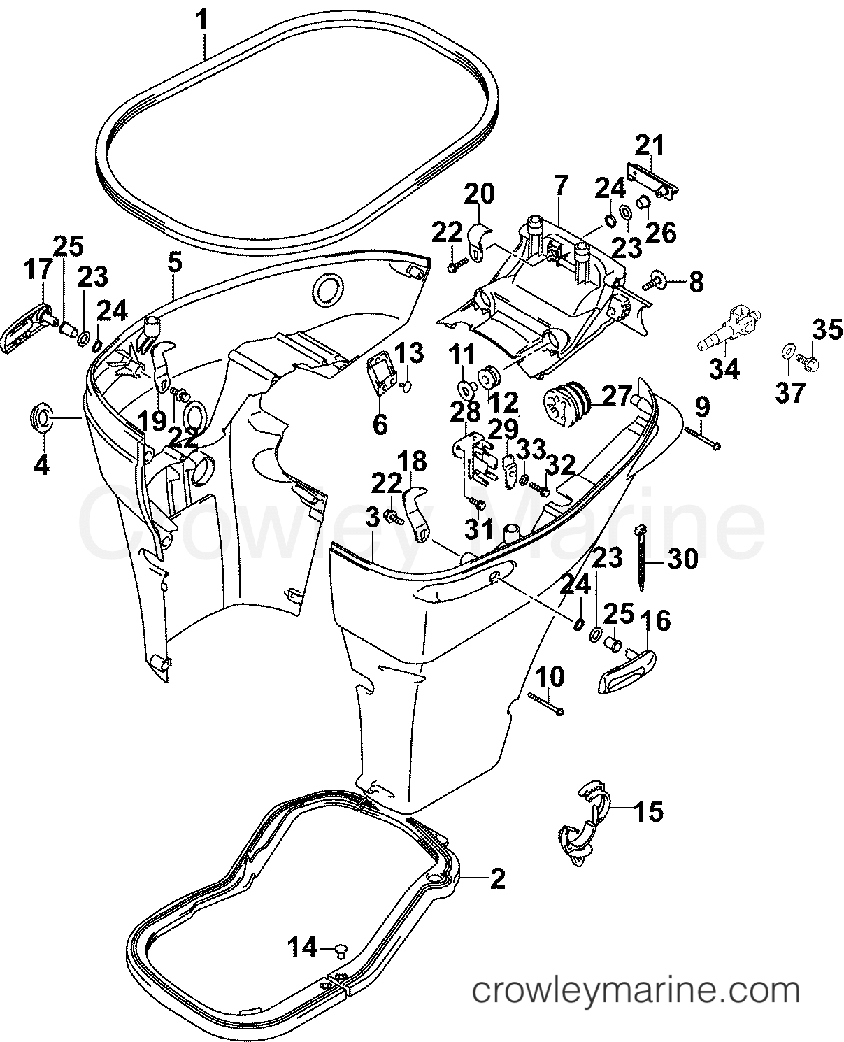 2005 Outboard 115 - J115PX4SOR, - LOWER ENGINE COVER