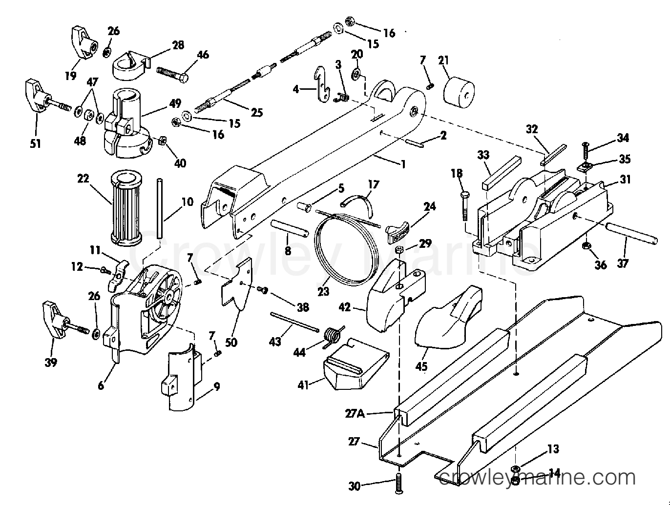 1988 Electric Motors 12 Volt - EBH2TY - BOW ARM AND DECK BRACKET GROUP