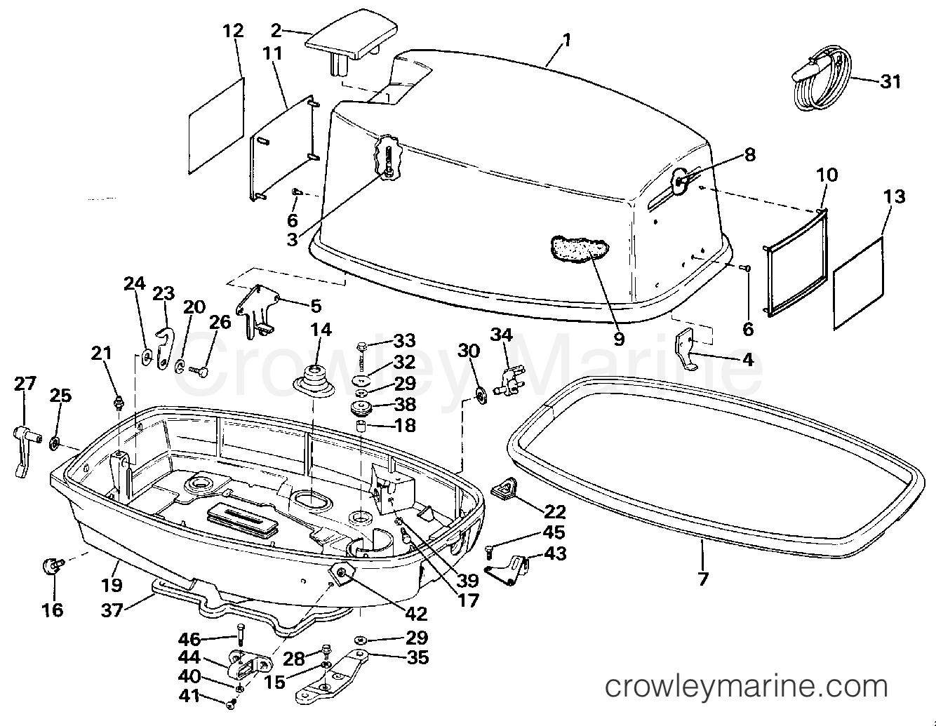 1986 Outboard 28 - J28ELCDS - ENGINE COVER - JOHNSON