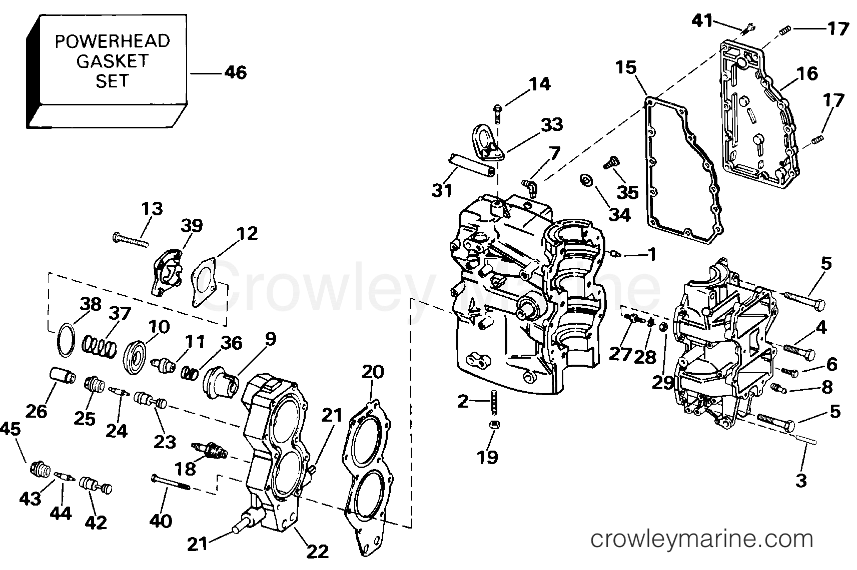 2000 Outboard 40 - J40RSSM - CYLINDER & CRANKCASE