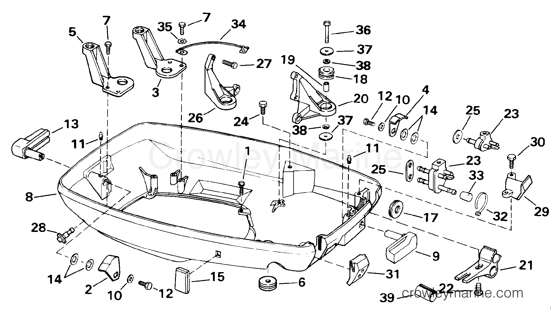 1992 Outboard 65 - J65WMLENE - LOWER ENGINE COVER