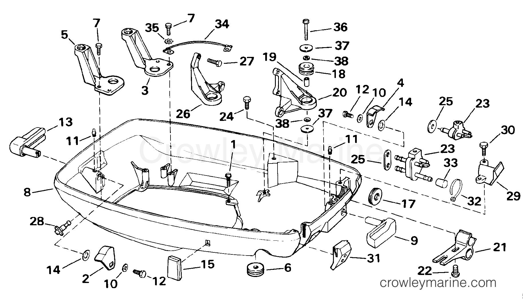 1993 Outboard 65 - J65WMLETD - LOWER ENGINE COVER