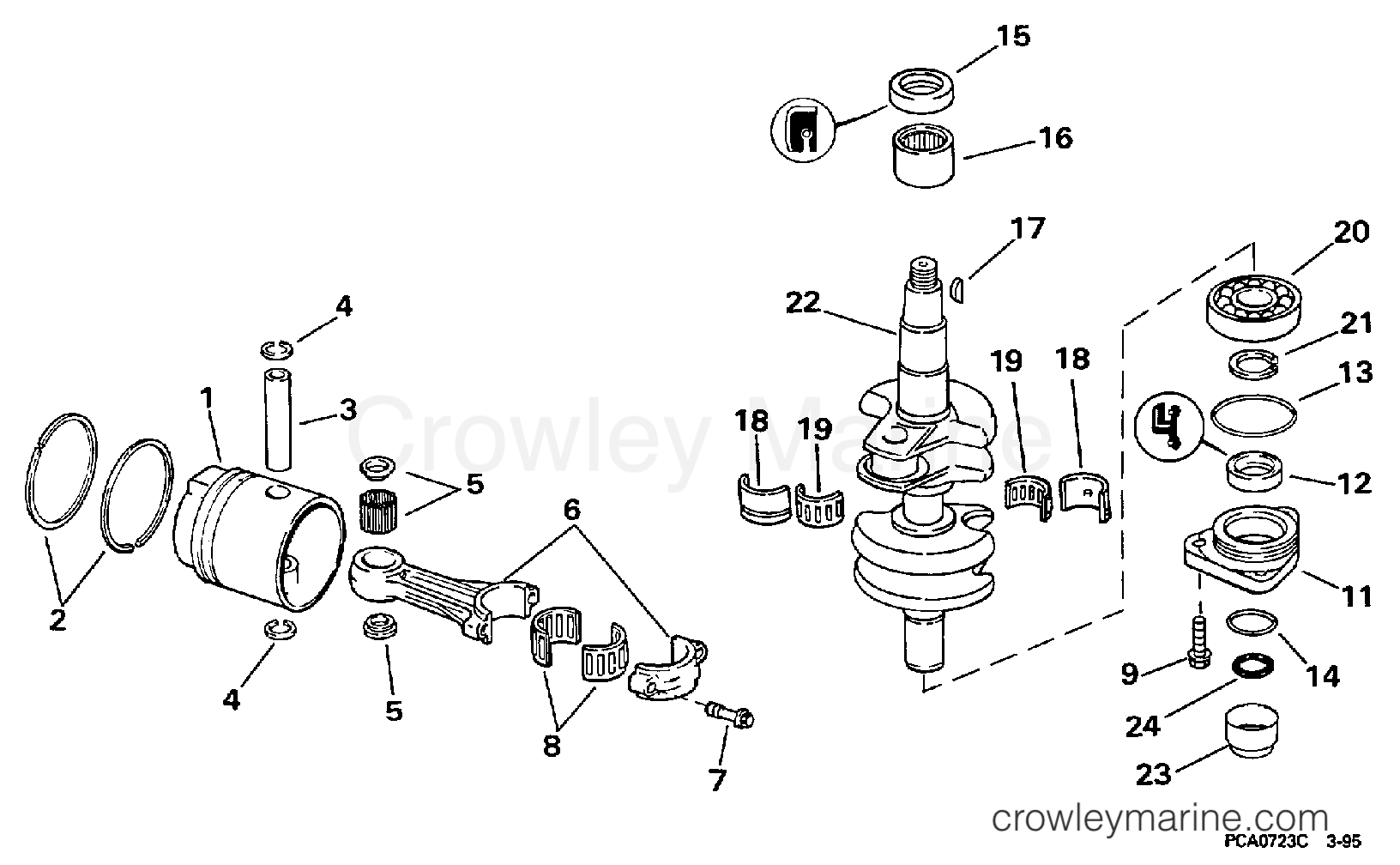 1997 Evinrude Outboards 25 - E25TEEUM CRANKSHAFT & PISTON section