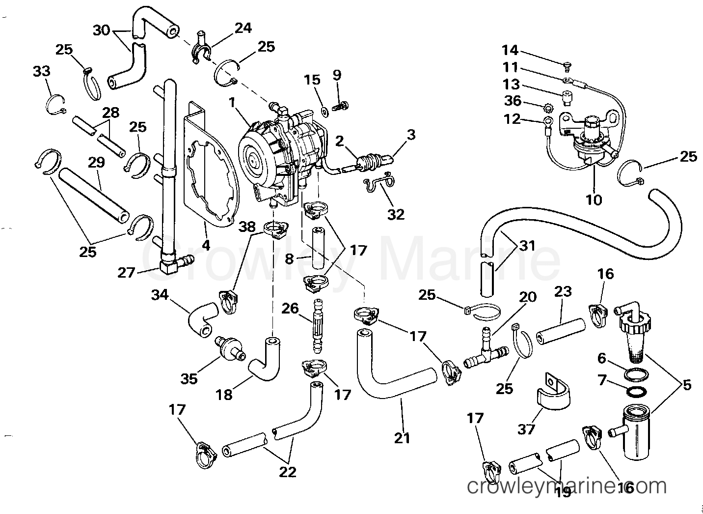 1990 Outboard 155 - E155WTLESM - VRO2 PUMP