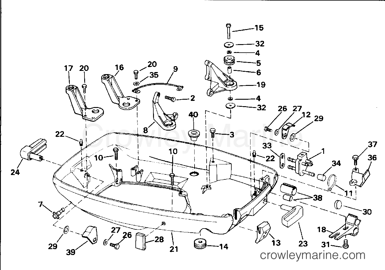 1994 Outboard 70 - J70ELERC - LOWER ENGINE COVER
