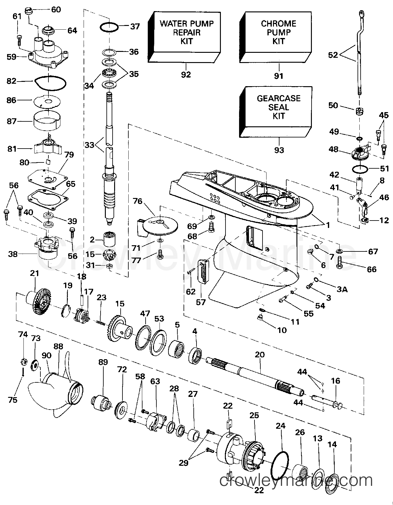 1992 Outboard 40 - E40TTLENM - GEARCASE